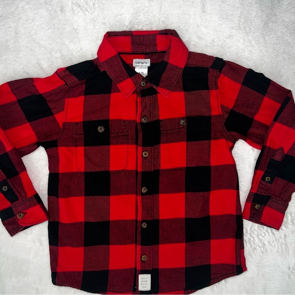 Carter's Red and Black Plaid Button-Down Shirt - Picture 2 of 4